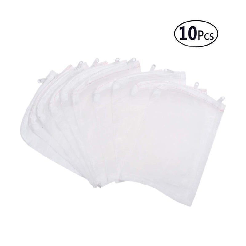FUNLAVIE Aquarium Filter Media Bag - 10 Pcs Durable Nylon Fine Mesh with Zipper for Koi Pond, Canister, Fish Tank Filter, Pellet Carbon, Bio Balls, Ceramic Rings (6 x 8 Inch) - Image 2